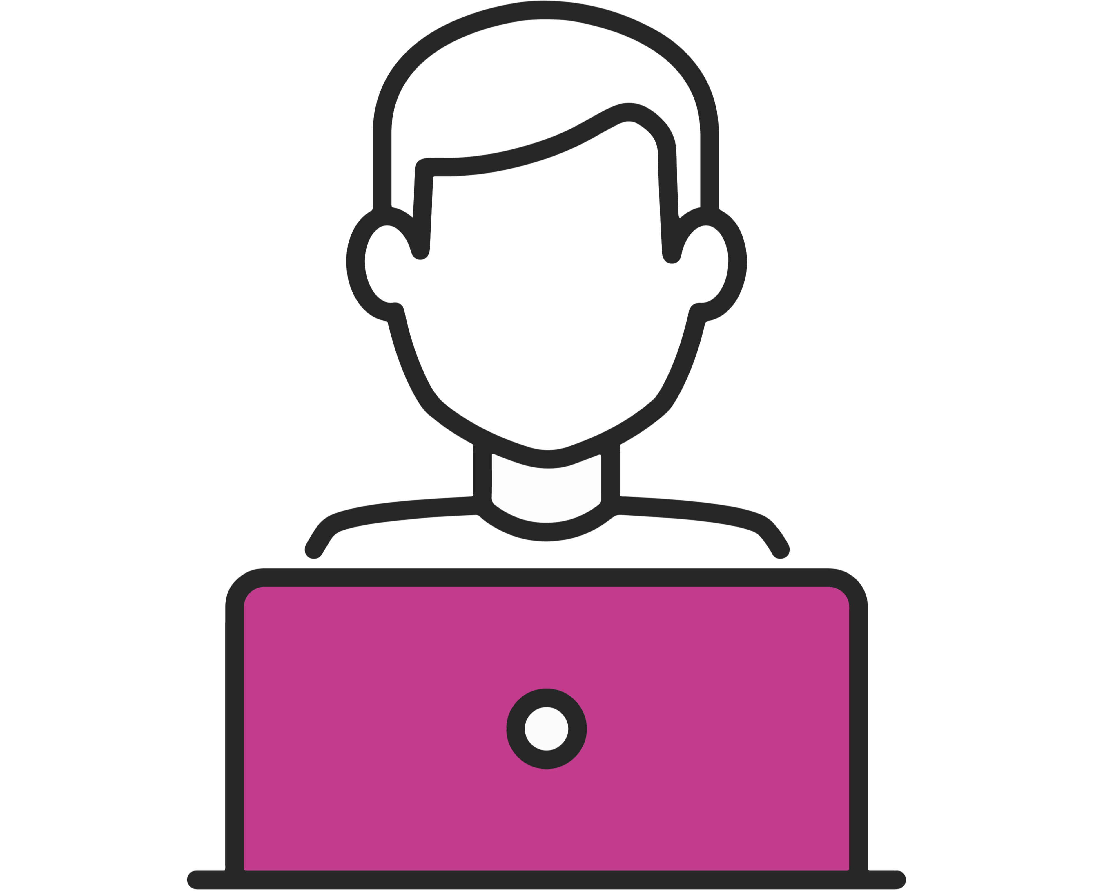 Icon of a man in front of a laptop